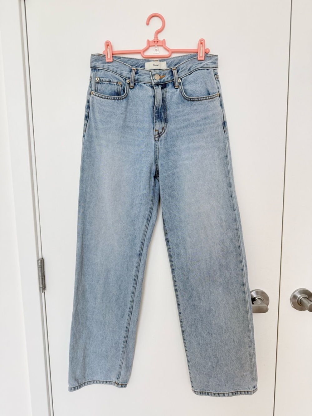Dunst Light Wash High-Rise Straight Jeans, Size M (fits 26-27)